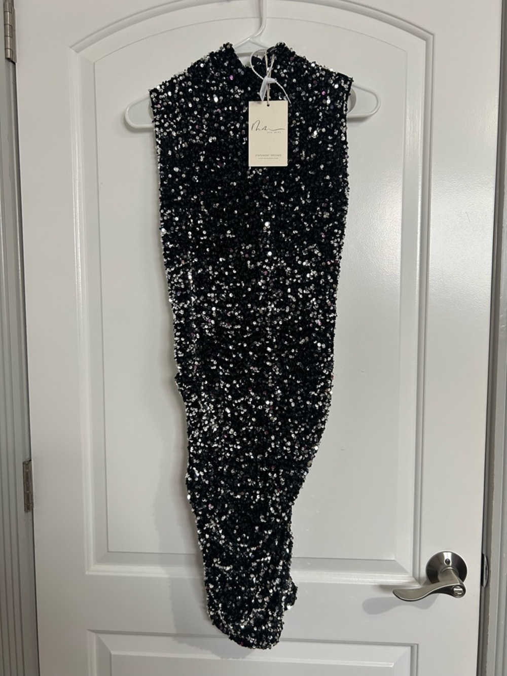 Mew Mews Sequin Sparkling Sleeveless Mini Dress Size M NWT Chic Wedding 90s Glam - Picture 2 of 14